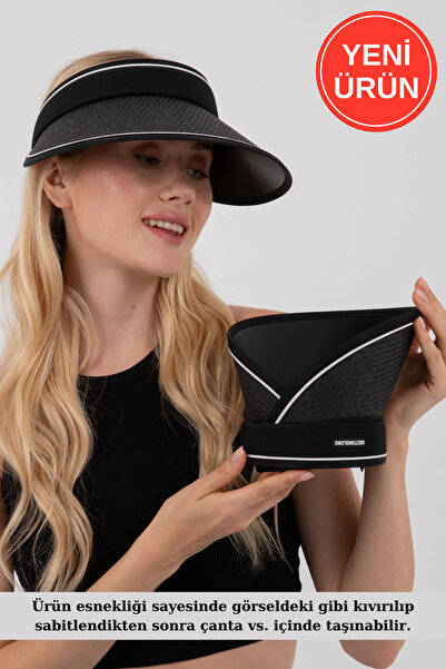 Hat Town قبعة واقية من القش - قبعة تنس قابلة للطي