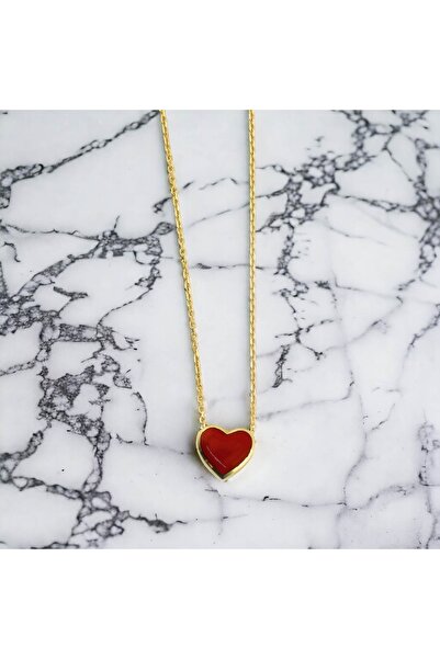 CAXBERN Minimal Kırmızı Kalp Kolye