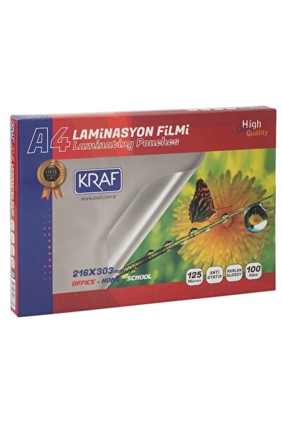KRAF 2124 Parlak A4 Laminasyon Filmi (125 MİCRON - 100 LÜ PAKET)