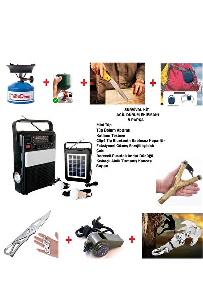 Şıktek Temel Kamp Ekipmanı Survival Kit 9 Parça Profesyonel Kamp Kiti Hazır Takım Kamp Seti Deprem Seti