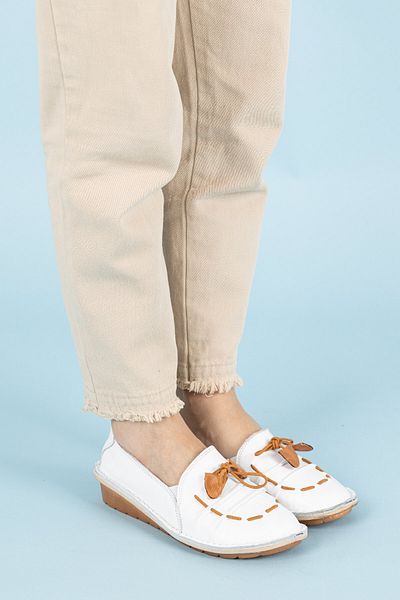 Getcho Toledo Women's Genuine Leather White Casual Shoes