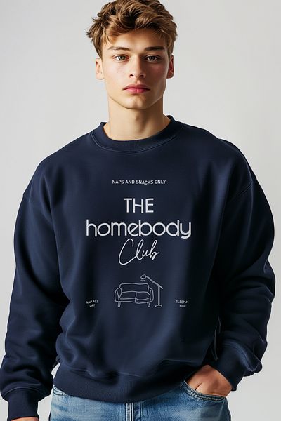 Coredra Мъжки суитшърт Homebody Oversize - тъмносин