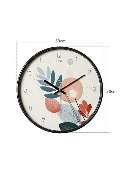 Muyika Design Muyika İniziare Yapraklar Gerçek Cam 30 cm Sessiz Mekanizma Duvar Saati Pds-30
