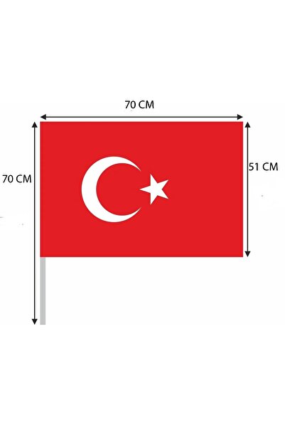 Genel Markalar Bayrak 10 ADET 50X70 CM PİKMENT KUMAŞ SOPALI TÜRK BAYRAĞI