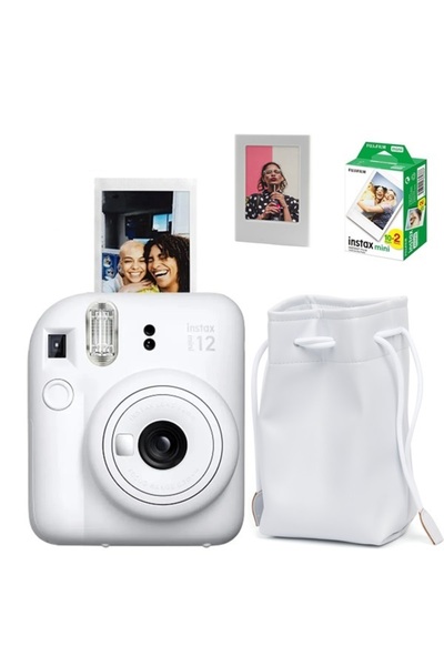Fujifilm Instax Mini 12 Fotoğraf Makinesi-20li Film-büzgülü Kılıf Ve Mıknatıslı Çerçeve Seti 1