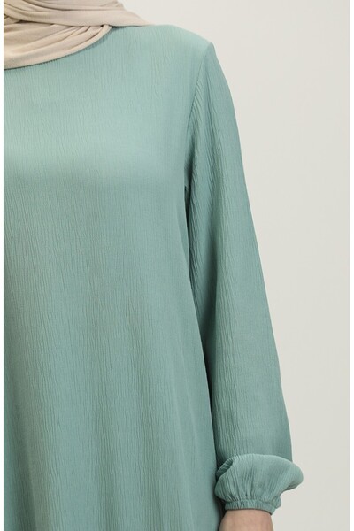 new ats Bürümcük Kumaş Eteği Büzgülü Elbise