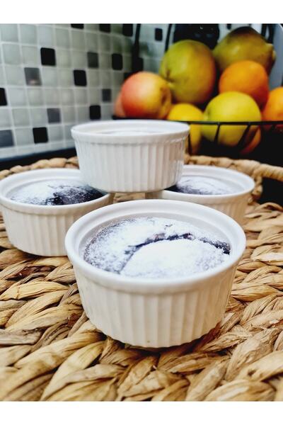 BİZDESİN مجموعة أوعية خبز الكيك والسوفليه من البورسلين لوكس مكونة من 4 قطع