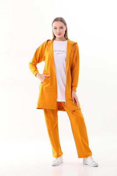 WestBound Mustard Colored Embossed Printed Women's Sports Set - Triple Combination