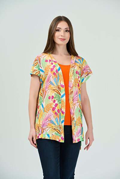 TOLGA SARAÇOĞLU 10832 MULTI PATTERNED KNITTED CARDIGAN