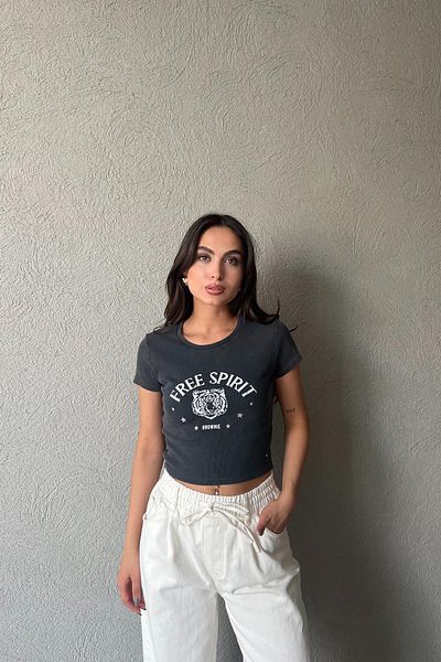 Seda Yalçın Atelier Washable Crop with Anthracite Print Detail