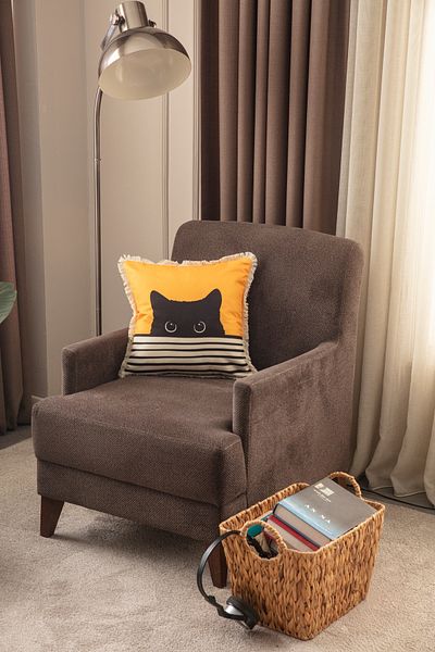 BUGİ HOME COLLECTİON 43x43 Patterned Cat Fringed Double Sided Case