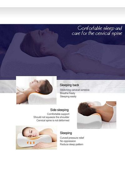 AYHOME Visco Parted Orthopedic Pillow High Neck Support Orthopedic Pillow Double Neck Decal Pillow