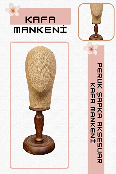 Manken İstanbul Kadın Ahşap Standlı Kumaş Kaplı Kafa Mankeni