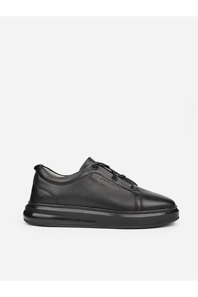 Pierre Cardin Μαύρα ανδρικά παπούτσια casual από γνήσιο δέρμα 9701 Model