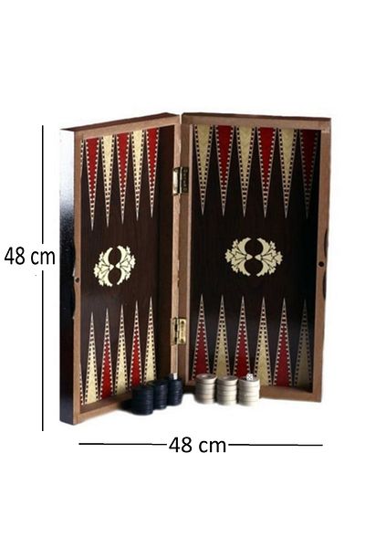 LRS STORE Large Size Backgammon Set Natural Wooden Backgammon Checkers Game Set 48cm2
