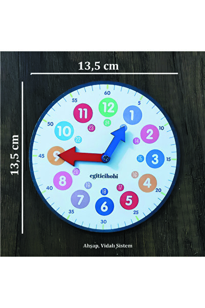Eğitici Hobi Ahşap Saat Öğreniyorum Etkinliği Montessori Eğitim Seti