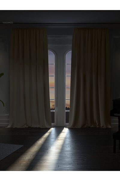 Yakamoz YÜKSEK KALİTE BADEM BEJİ KARARTMA BLACKOUT FON PERDE EKSTRAFOR BÜZGÜL...