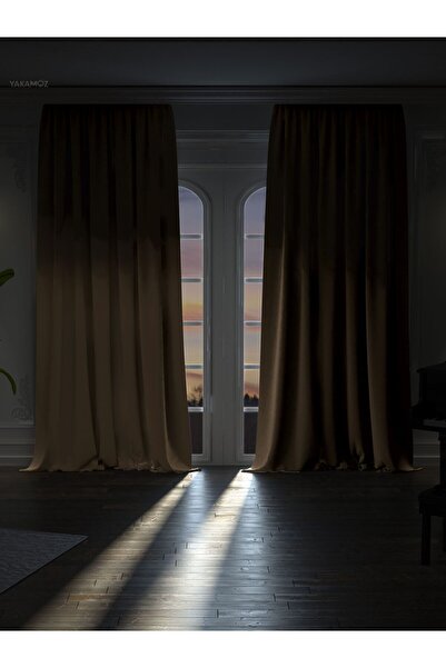 Yakamoz YÜKSEK KALİTE AÇIK KAHVE KARARTMA BLACKOUT FON PERDE EKSTRAFOR BÜZGÜL...