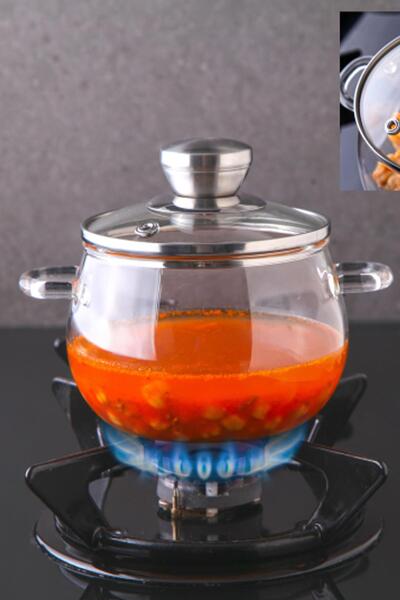 ALBETTO Borosilicate Glass Pot 800ml Heat Resistant 3623