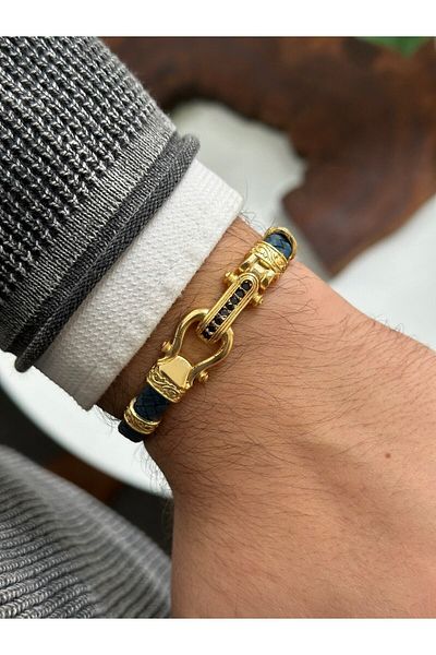 cheetah quality Zircon Stone Embroidered Genuine Leather Men's Bracelet