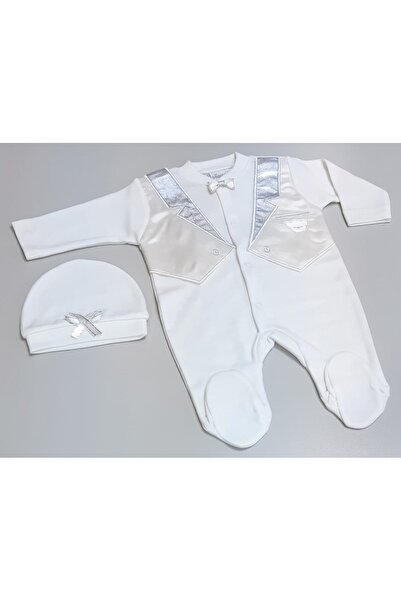 Sönmez Baby SMOKİN YAKALI YELEKLİ PENYE VE TULUM VE ŞAPKASI İKİLİ BEBE TAKIMI