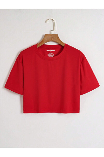 Revasser Ženska majica sa pamučnim vratom u čvrstoj boji