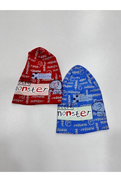 Esterella 2 adet Erkek Bebek şapka / Yazılı şapka/ Bebek Şapka-bere/penye Şapka 2 Adet