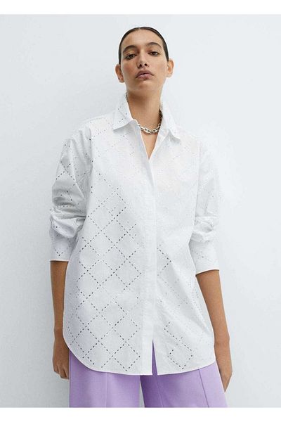 MANGO Woman Stras-Shirt aus Baumwolle