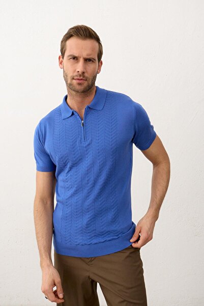 Danger Men's Slim-fit Mold Polo Neck Summer Knitwear T-shirt Saks