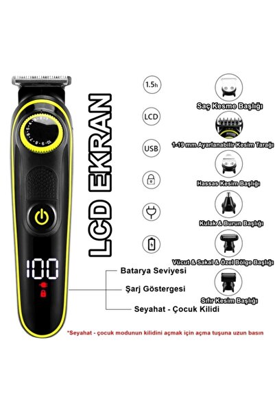 Genel Markalar 4-6 Saat Calido Cliper Ip 6577 Saç & Sakal Şekillendirici Tıraş Makinesi Erkek Bakım Seti 5 In Tras