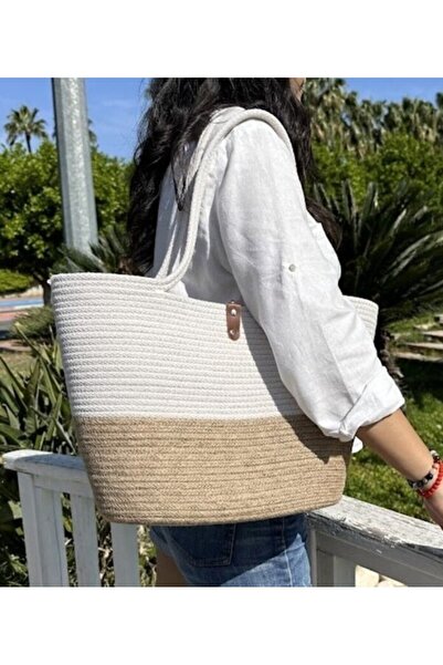 DeMu MEGS WOMEN'S WICKER BEACH BAG 2-PIECE SET WICKER JUT, HANDBAG, CLUTCH