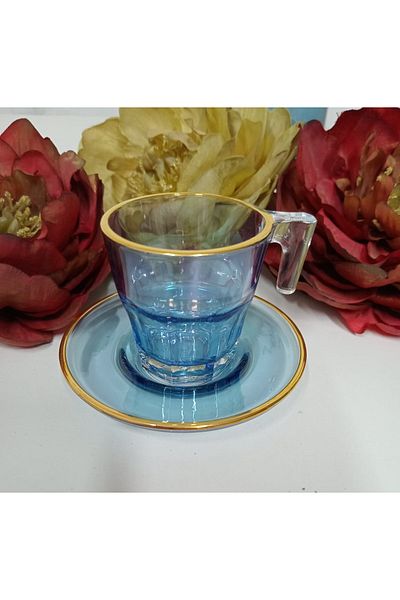 Paşabahçe Blue Luster 2-piece Turkish Coffee Set 70cc