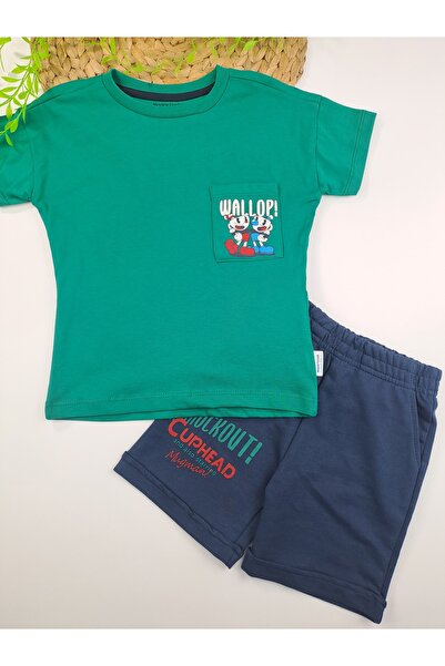 nazarbebe Хлопчачий комплект з шортів та футболки з принтом на грудях та спин...