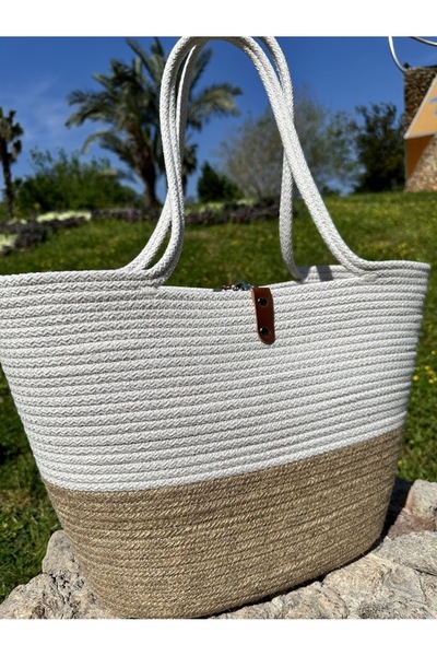 DeMu MEGS WOMEN'S WICKER BEACH BAG 2-PIECE SET WICKER JUT, HANDBAG, CLUTCH