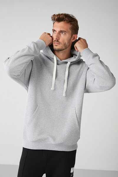 GRIMELANGE Steve Men's Soft Fabric Hooded Drawstring Oversize Fit Grimelange Sweatshirt