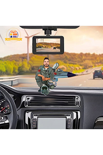 3D Hediye Dünyası F16 Uçağı erkek pilot karikatürü Araba Dikiz ayna süsü