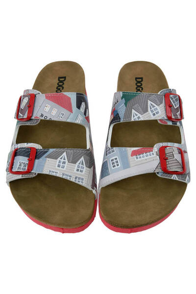 Dogo Γυναικείες Vegan Δερμάτινες Πολύχρωμες Παντόφλες - Σχέδιο Old Town