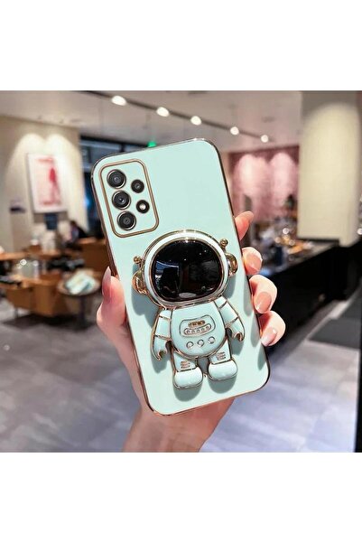 Samsung Galaxy A13 4G Case Gold Embroidered with Bright Edge Astronaut Shaped Camera with Stand Protected