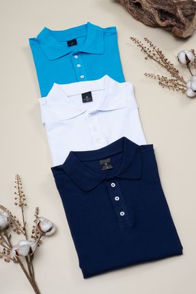 MAN TO Erkek Polo Yaka 3 lu T shirt A.mavi Beyaz Lacivert Fiyat Yorumlar Trendyol