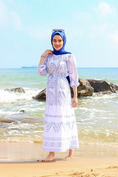 Hilal Moda Al 3117 Embroidery Printed Dress 130 Cm