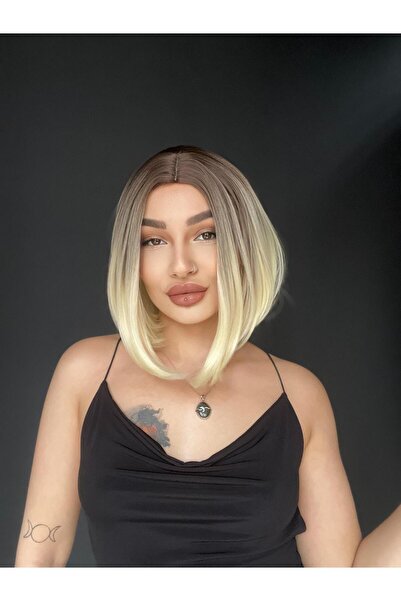 Suzan Peruk Perçemsiz Bob Kesim Tepe Kısmı cilt görünümlü Medikal Peruk Kumra...