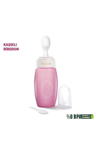 BEBENEO Kaşıklı Biberon PP Kaşıklı Mama Biberonu BPA İçermez Pembe