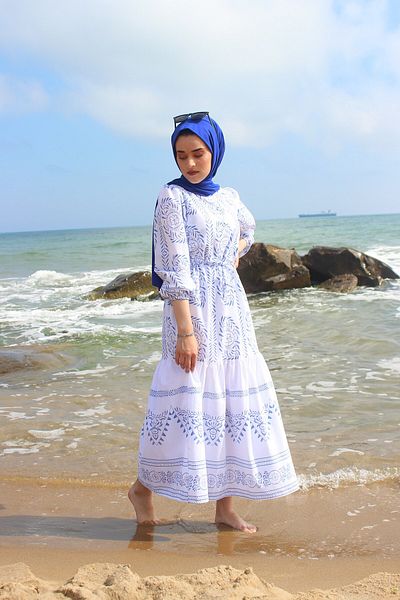 Hilal Moda Al 3117 Embroidery Printed Dress 130 Cm