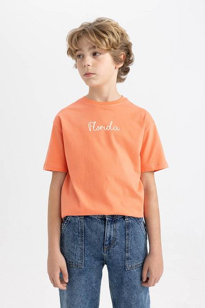 DeFacto Boy Oversize Wide Fit Crew Neck Printed Short Sleeve T-Shirt B6165A824Sm
