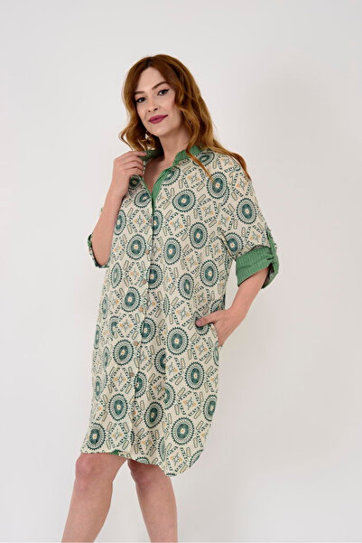 ZTO WOMEN'S ETHNIC PATTERN SHIRT DRESS