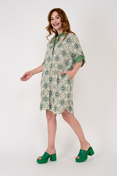 ZTO WOMEN'S ETHNIC PATTERN SHIRT DRESS