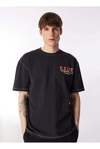 Lee Regular Fit Regular Cut Crew Neck 100% Cotton Anthracite T-Shirt