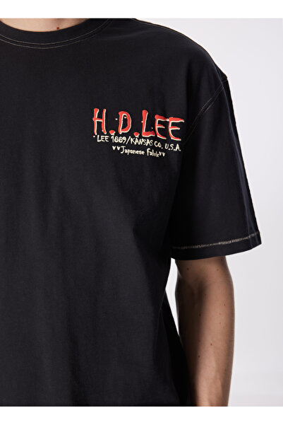 Lee Regular Fit Regular Cut Crew Neck 100% Cotton Anthracite T-Shirt