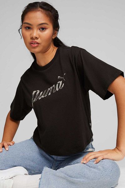 Puma Women Relaxed Fit Short Sleeve Outdoor Top, Black