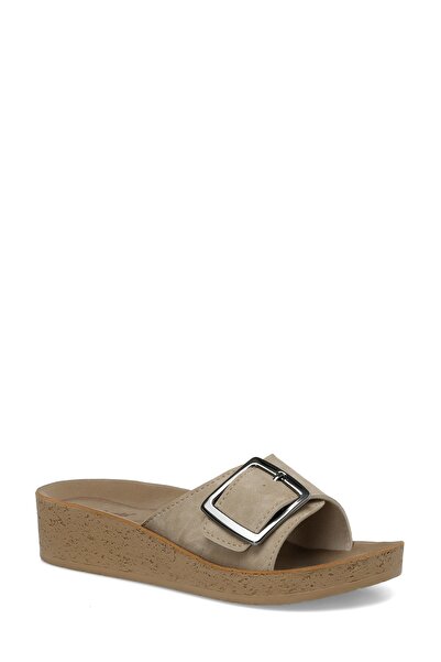 Polaris 405011.Z4FX Bej Kadın Dolgu Topuk Terlik